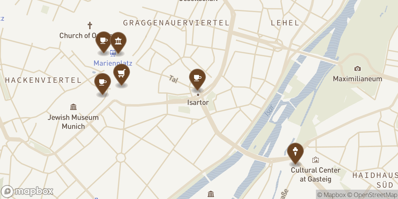 map of Central Munich Dessert Tour