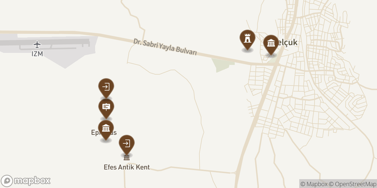 Map showing 6 locations