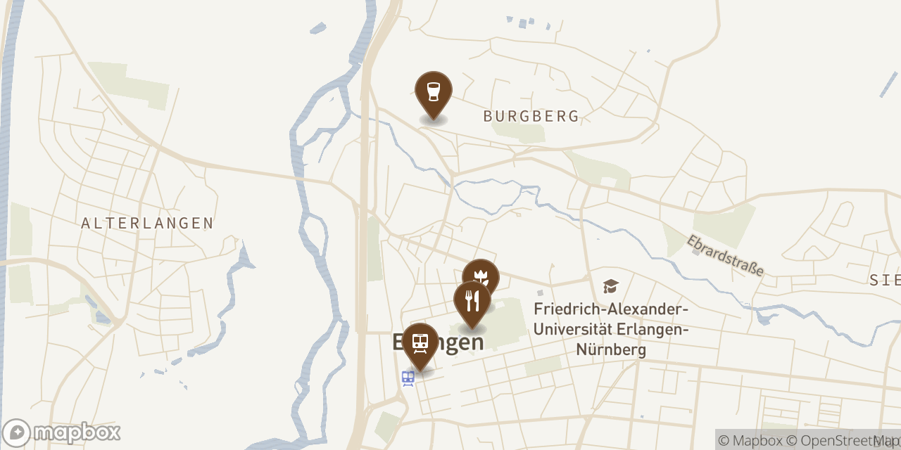 Map showing 4 locations