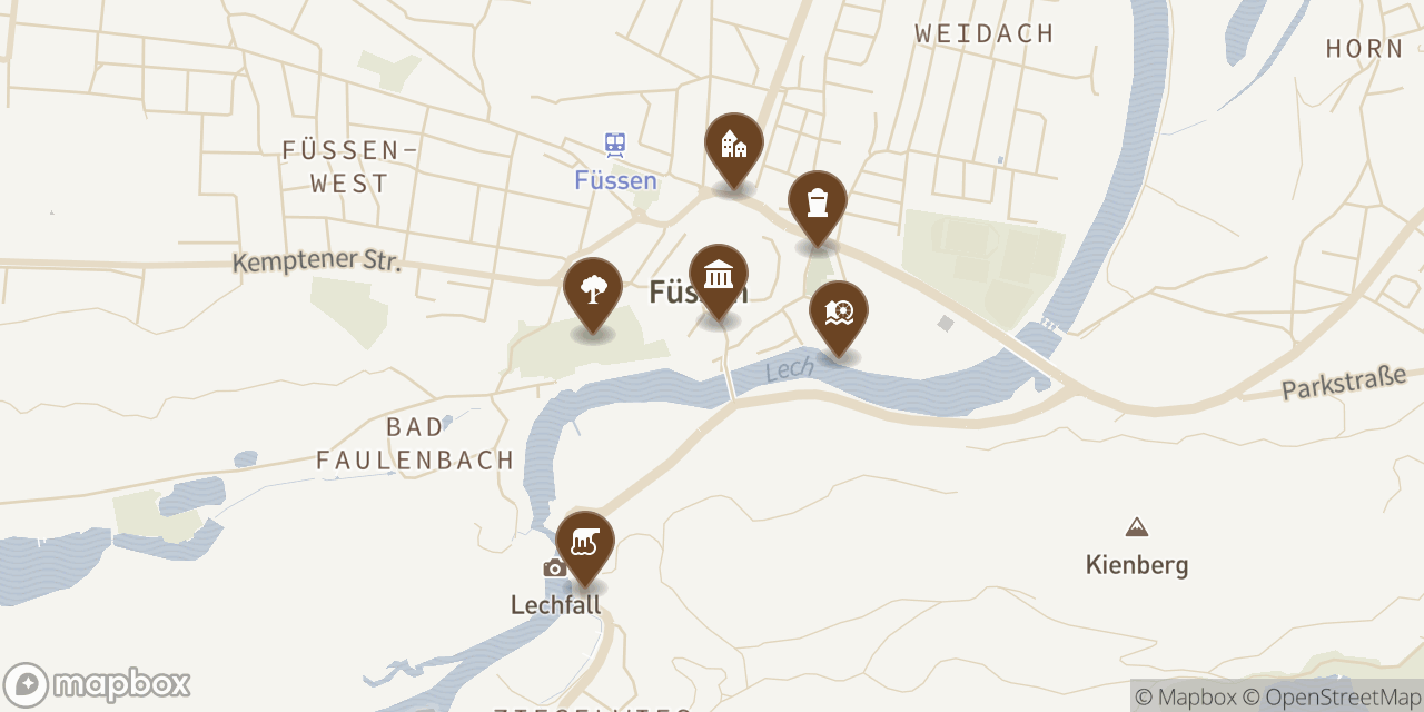 Map showing 6 locations