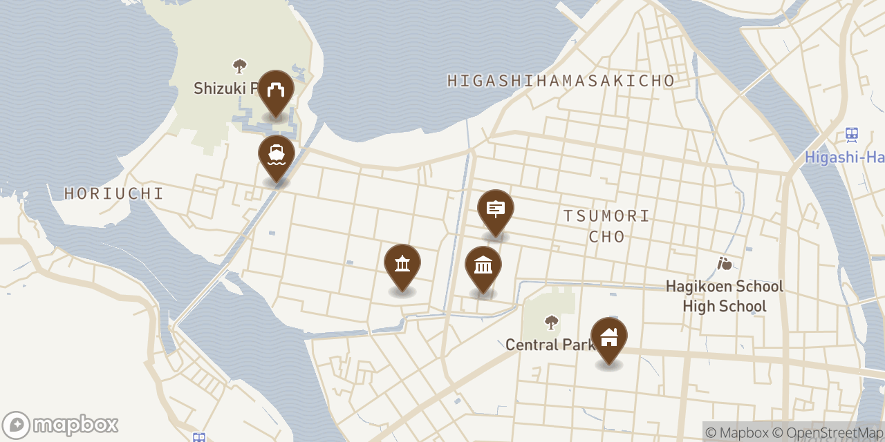 Map showing 6 locations