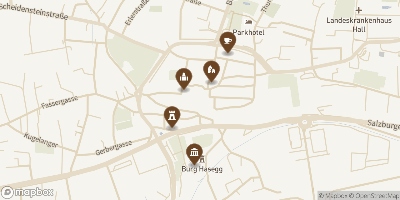 Map showing 5 locations