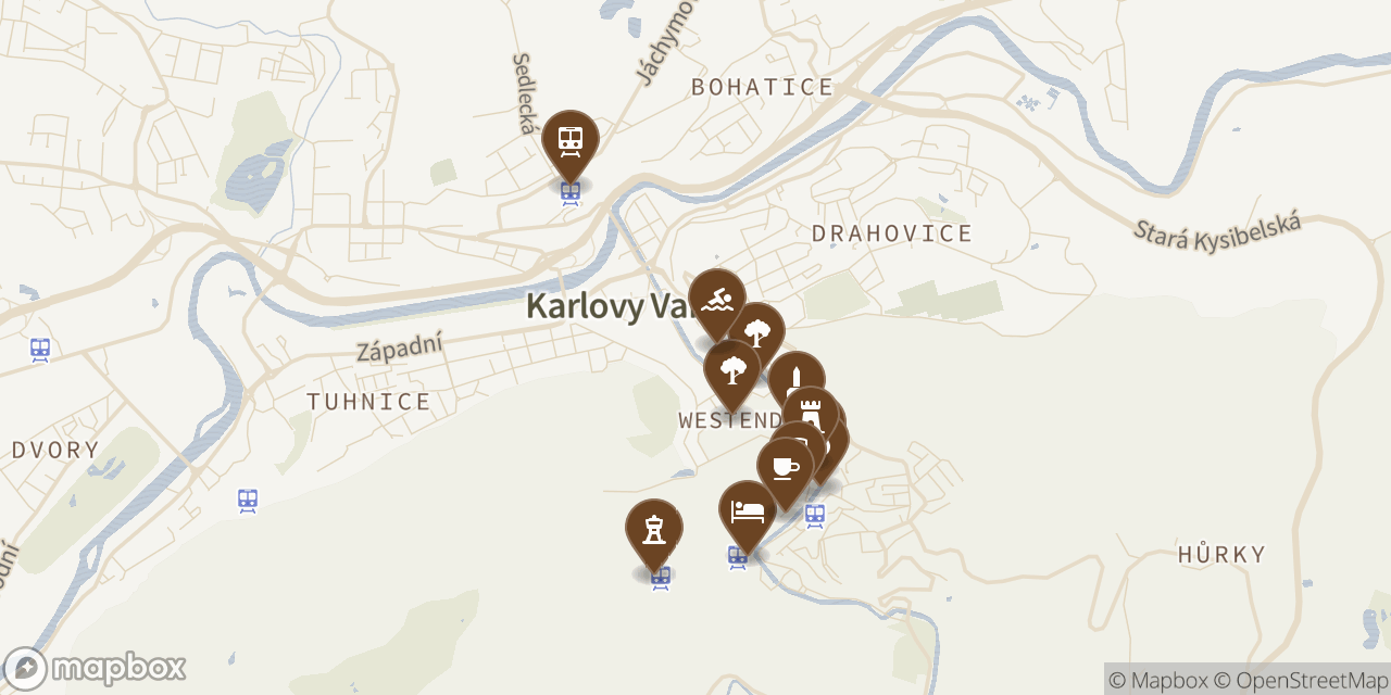 Map showing 12 locations