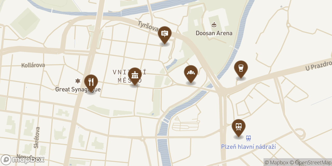 Map showing 6 locations