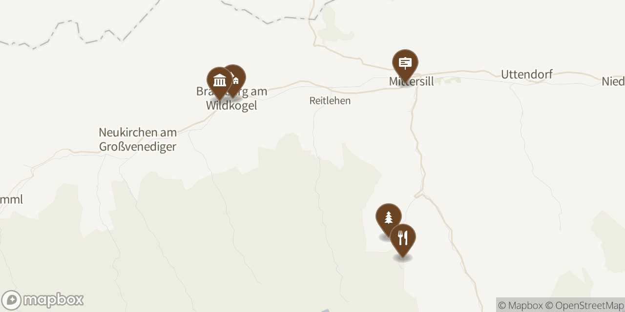 Map showing 5 locations